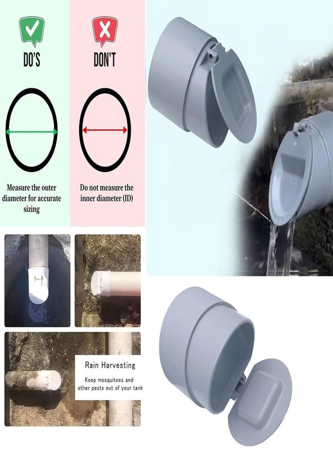 ES EKSAFAR ESEKSAFAR PVC Drain Backflow Valve Anti Rats Cockroaches, Snakes Backflow Strainer Cap,Cover,Hose Non Return Water for pipe (2pc -2 inch PVC Drain cap Means 63mm O.D. Pipe) - Image 3